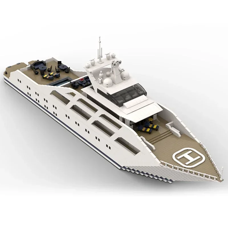 Militaire Schip Model Moc Bouwstenen Luxe Super Jacht Technologie Modulaire Blokken Geschenken Kerst Speelgoed DIY Sets Montage