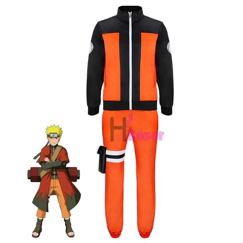 Disfraz de Anime Uzumaki, versión Ninja para adultos, capa, pantalones superiores, bolsa para piernas, chaqueta Unisex, capa, Halloween, Navidad, regalo de Año Nuevo r