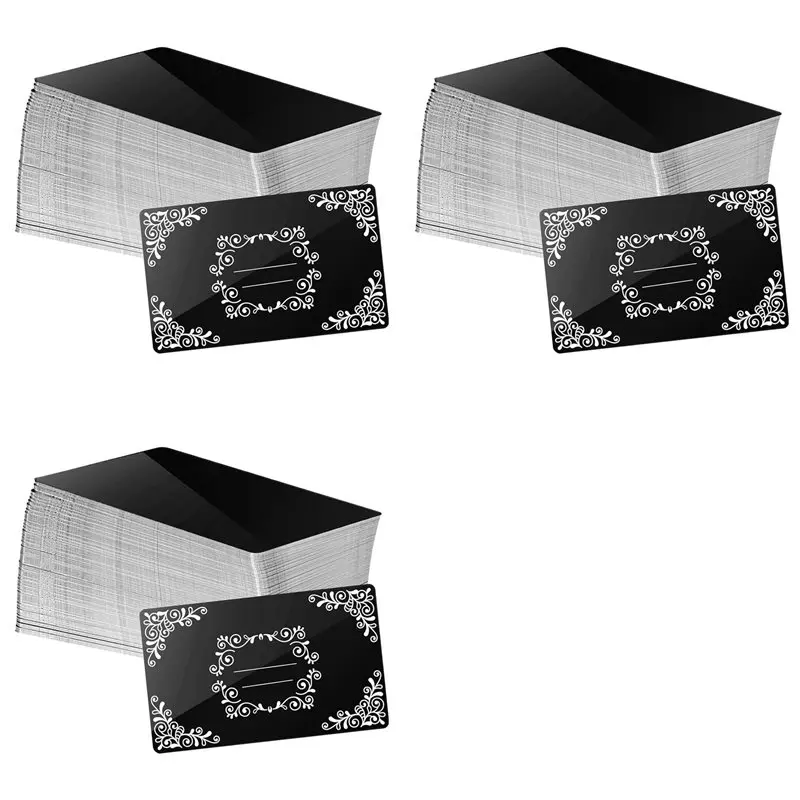 

【HAPPY】300 Pcs Metal Engraving Blanks Aluminum Sheet Laser Engraving Business Card Engraving DIY Gift Cards, Gloss Black