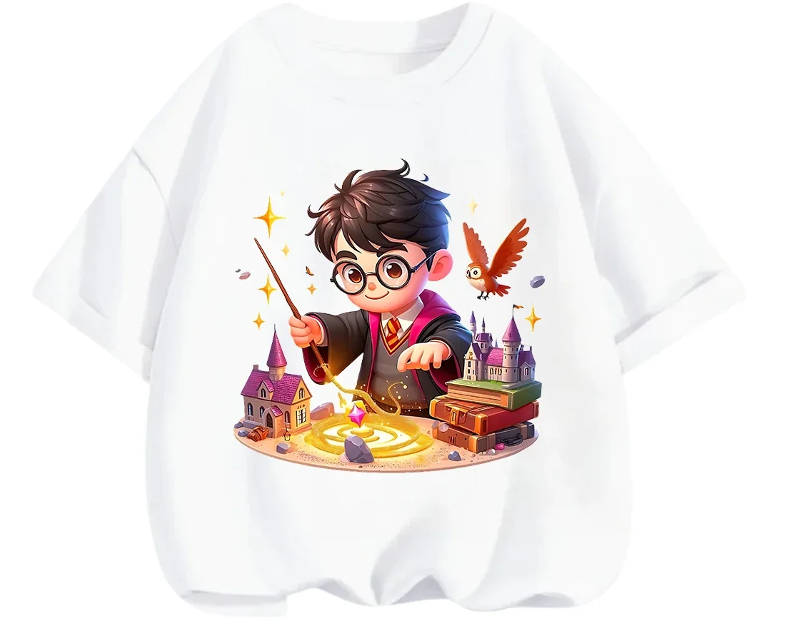 Popular Movie Ip Harry Potter T Shirt Summer Casual Street Style Short Sleeve Clothes For Little Kids view 2