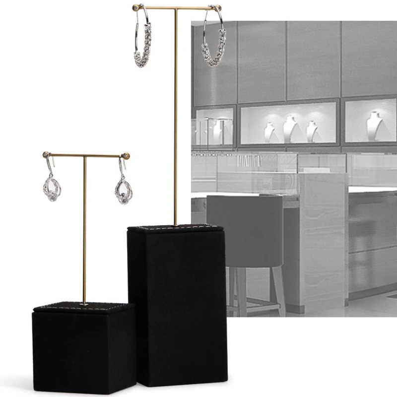 

Черный фланелевой реквизит для демонстрации ювелирных изделий, ожерелье, серьги-гвоздики, подставка для дисплея, кольцо, набор счетчиков для хранения часов