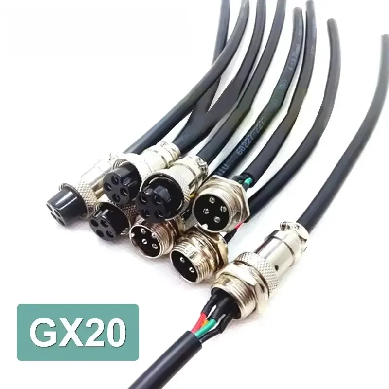 Aviation Plug Socket GX20 7-20A 250V with Wire 2 3 4 5 6 7 8 9 10 12 Pin Connector Cable Male and Female Connection Line