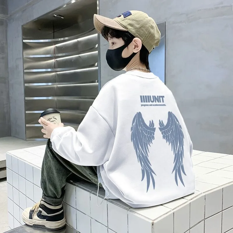 

Новое поступление 2025, свитшот с круглым вырезом для мальчиков, осень-зима, детский стильный модный привлекательный топ для больших и средних размеров