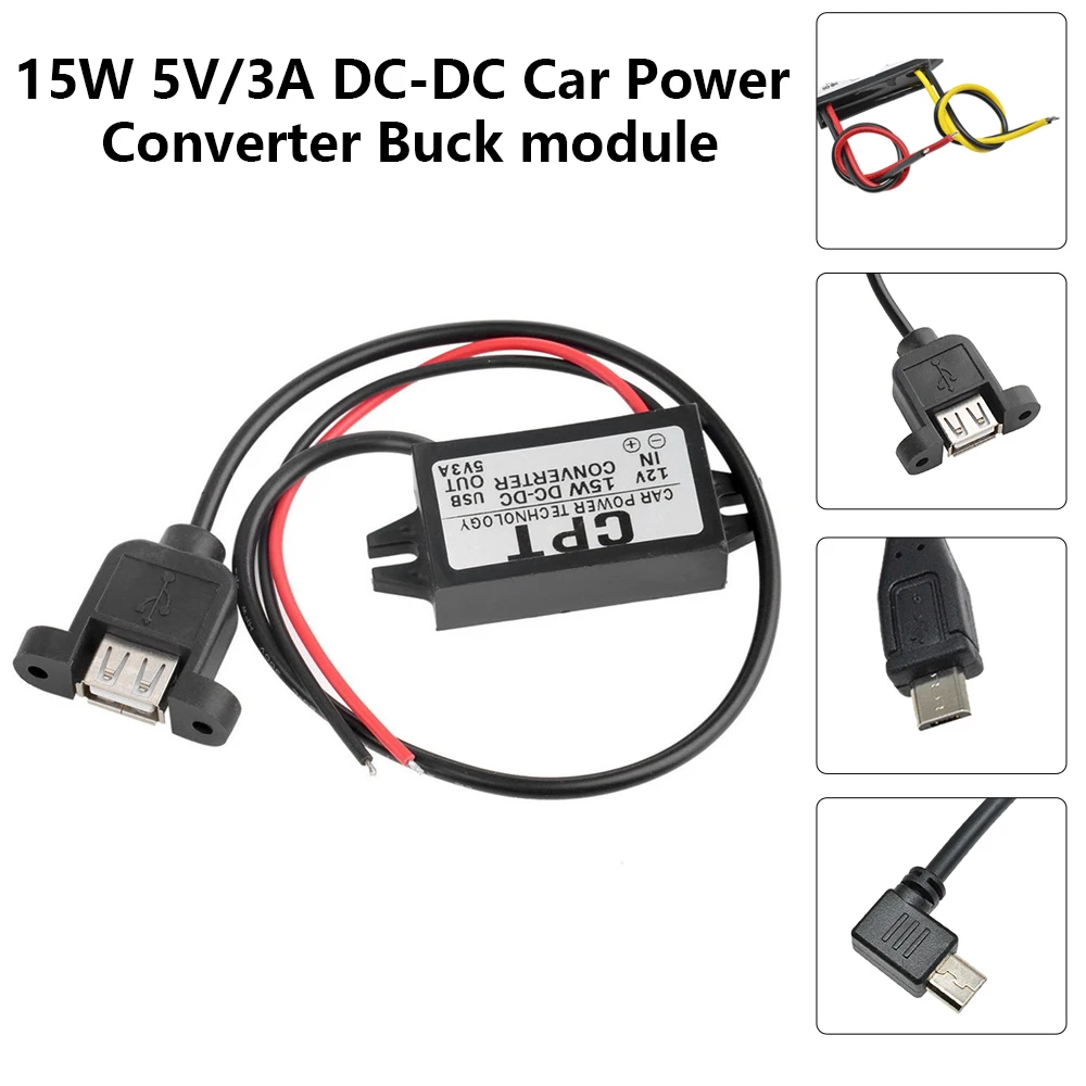 12Vto5V 3A 15W DC-DC Step Down Buck Converter for Car Power Converter Micro USB Power Supply Output Adapter Step Down Module