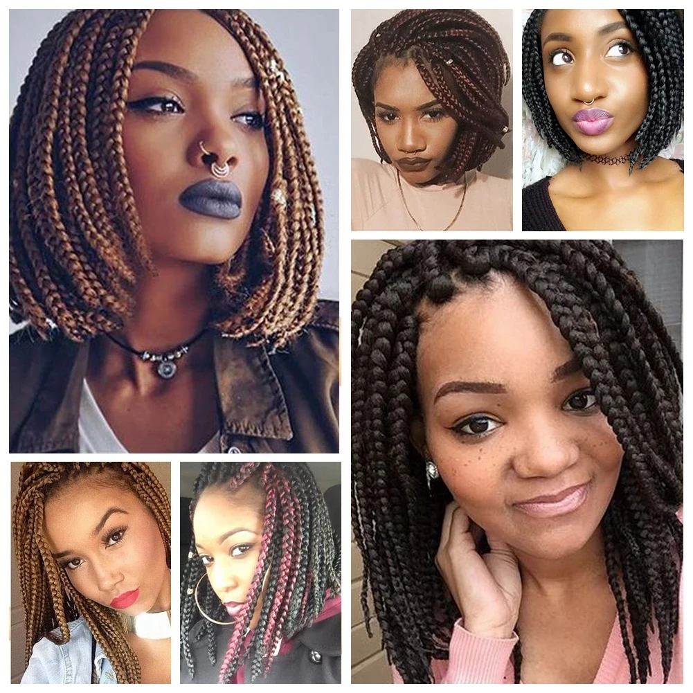 14inch Synthetic Crochet Hair Box Braided Hair Crochet Braid Extensions Handmade Short Boxing Hair Faux African Dreadlocks