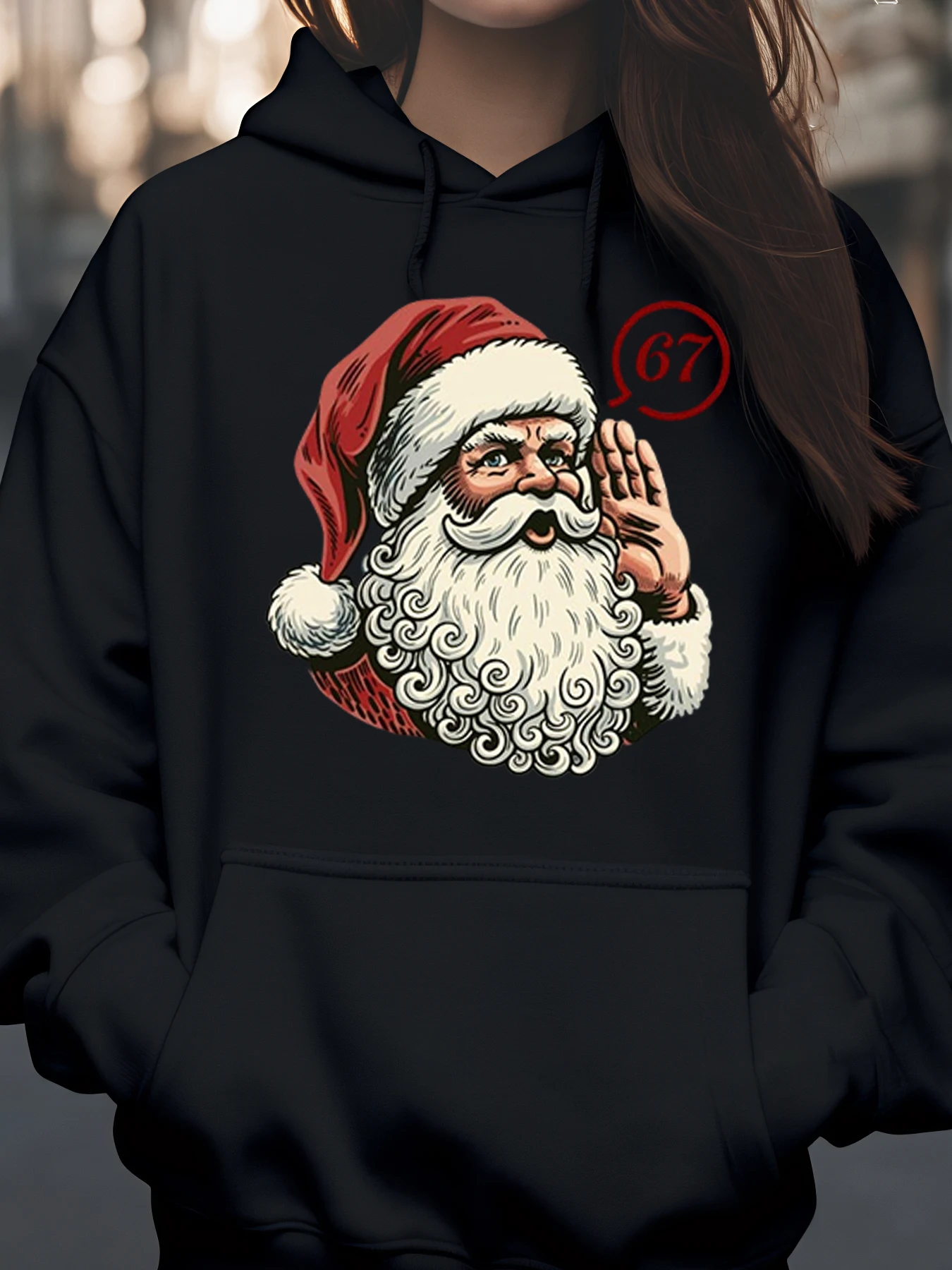 Kersthoodie met kerstmanprint voor vakantieseizoen, unisex-kleding