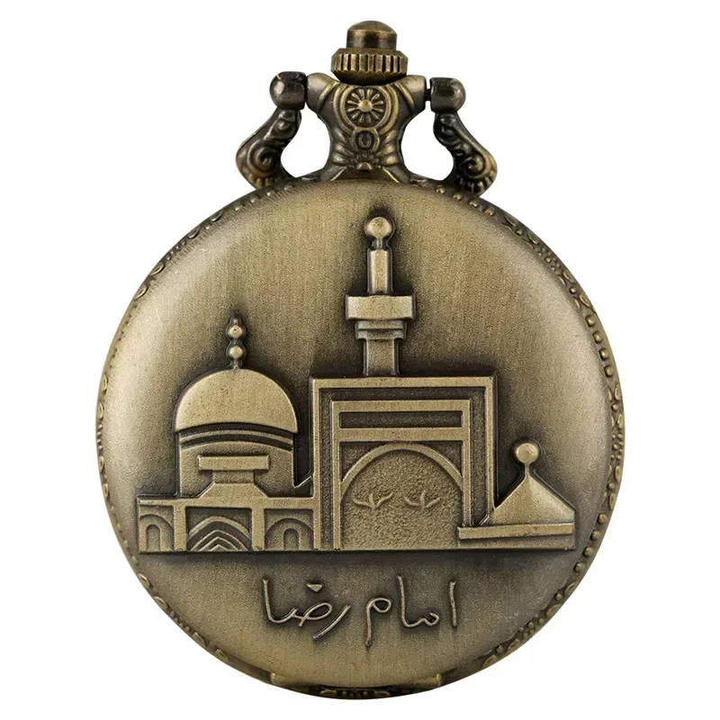 Mode Lama Desain Bangunan Pria Wanita Kuarsa Analog Jam Saku Kalung Liontin Rantai Koleksi Arloji Reloj