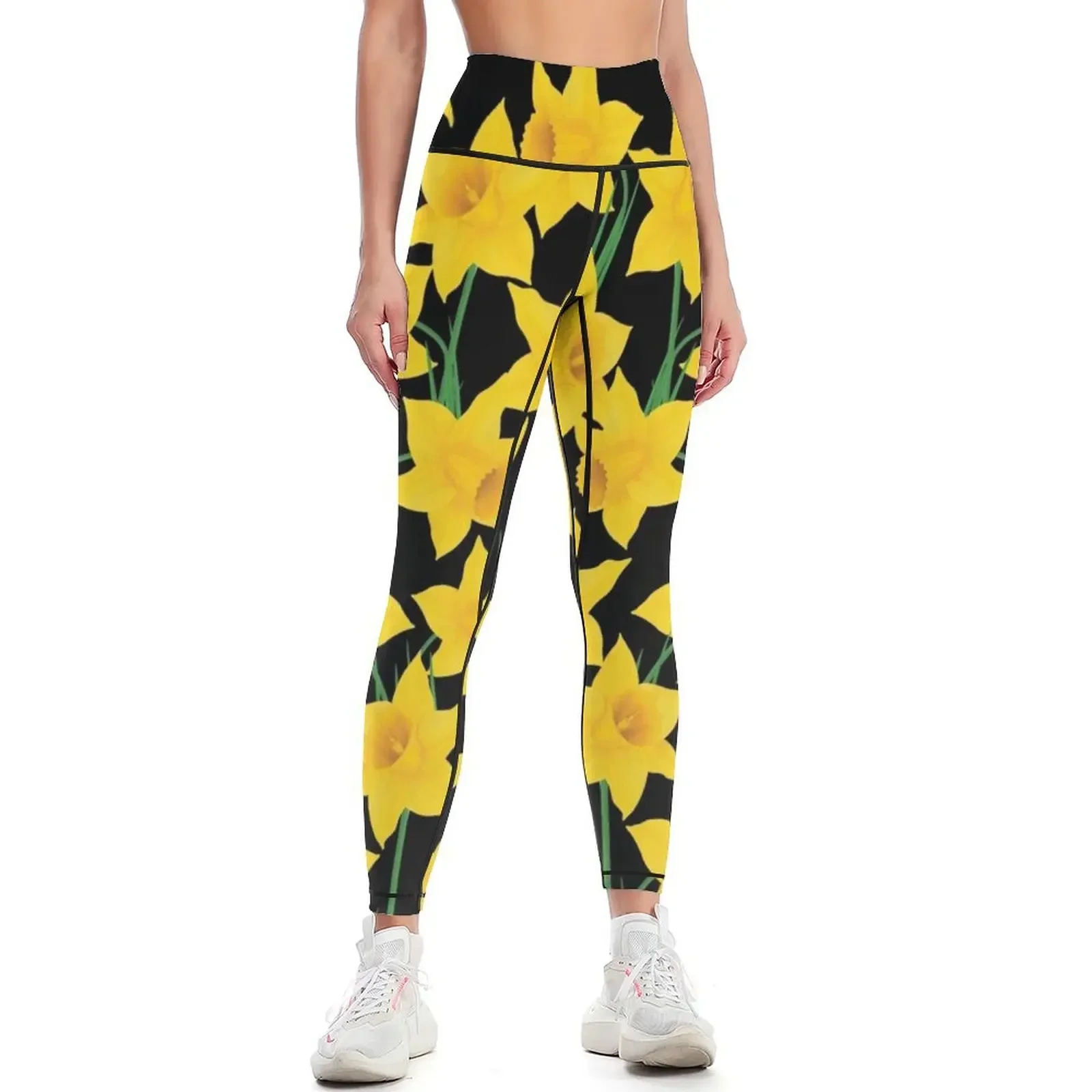 

Yellow Daffodils Pattern Leggings for physical sporty woman gym Women's pants Women's push up Womens Leggings
