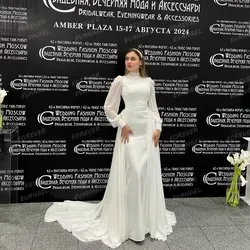 Simple Mermaid Wedding Dresses Woman's Formal Long Sleeve High Neck Appliques Bride Gowns Elegant Vestidos De Novia Customized