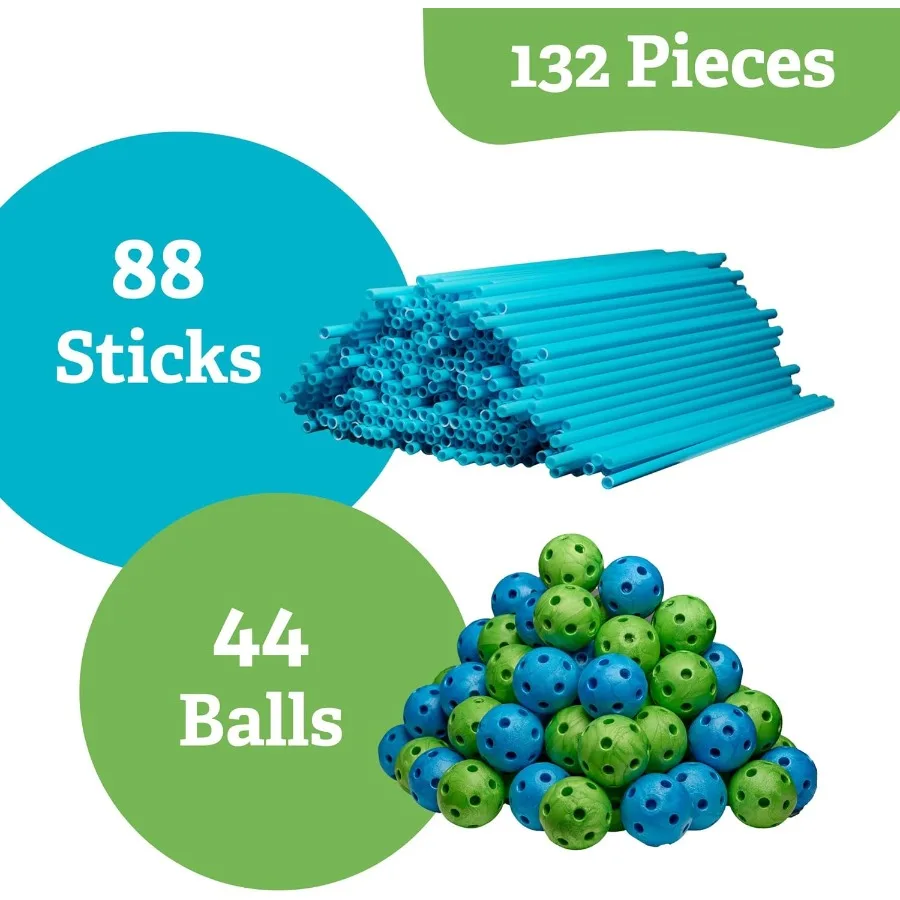 132ピースの砦構築キット - 接続スティックとボール付き屋内プレイエンジニアリングセット - Pl用のクリエイティブなSTEM構築おもちゃ