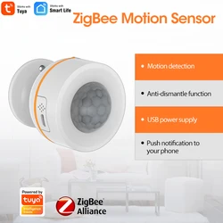 Tuya Zigbee Smart PIR Motion Sensor,IR detects motion sensor Battery Powered or USB Charge,Works with TUYA Smart Life APP