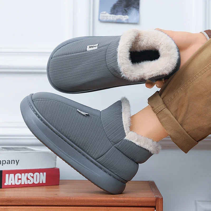 جديد الشتاء الثلوج الأحذية القطنية مع الصوف كبيرة الحجم شقة الانزلاق على نمط في الهواء الطلق الأحذية الدافئة داخلي وخارجي أحذية قطنية #3