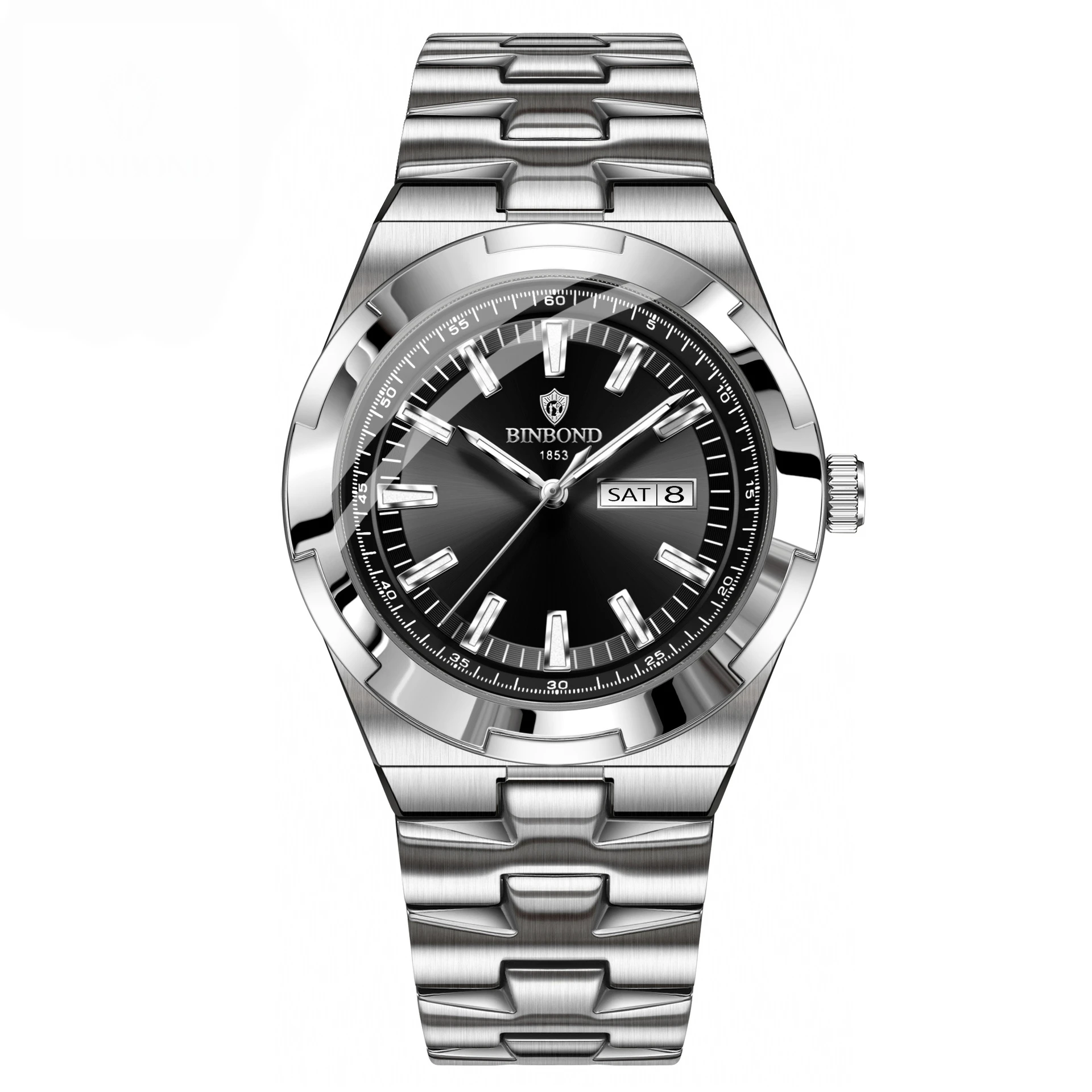 

BINBOND Sturdy Waterproof Quartz Watch For Men Luxury Auto Date Week Display Luminous Precise Men's Watch Business Reloj+Box