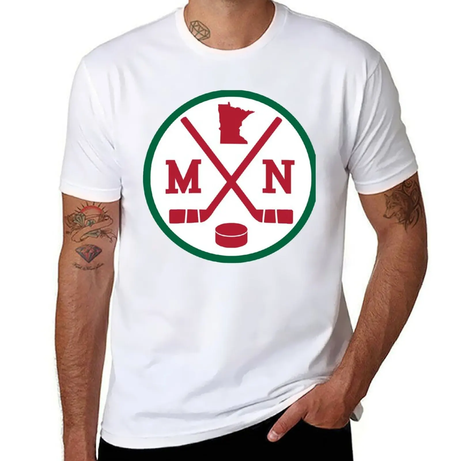 

Retro Minnesota Hockey Emblem Vintage MN T-Shirt t shirt for man black cotton t-shirt plain for man package T-Shirt