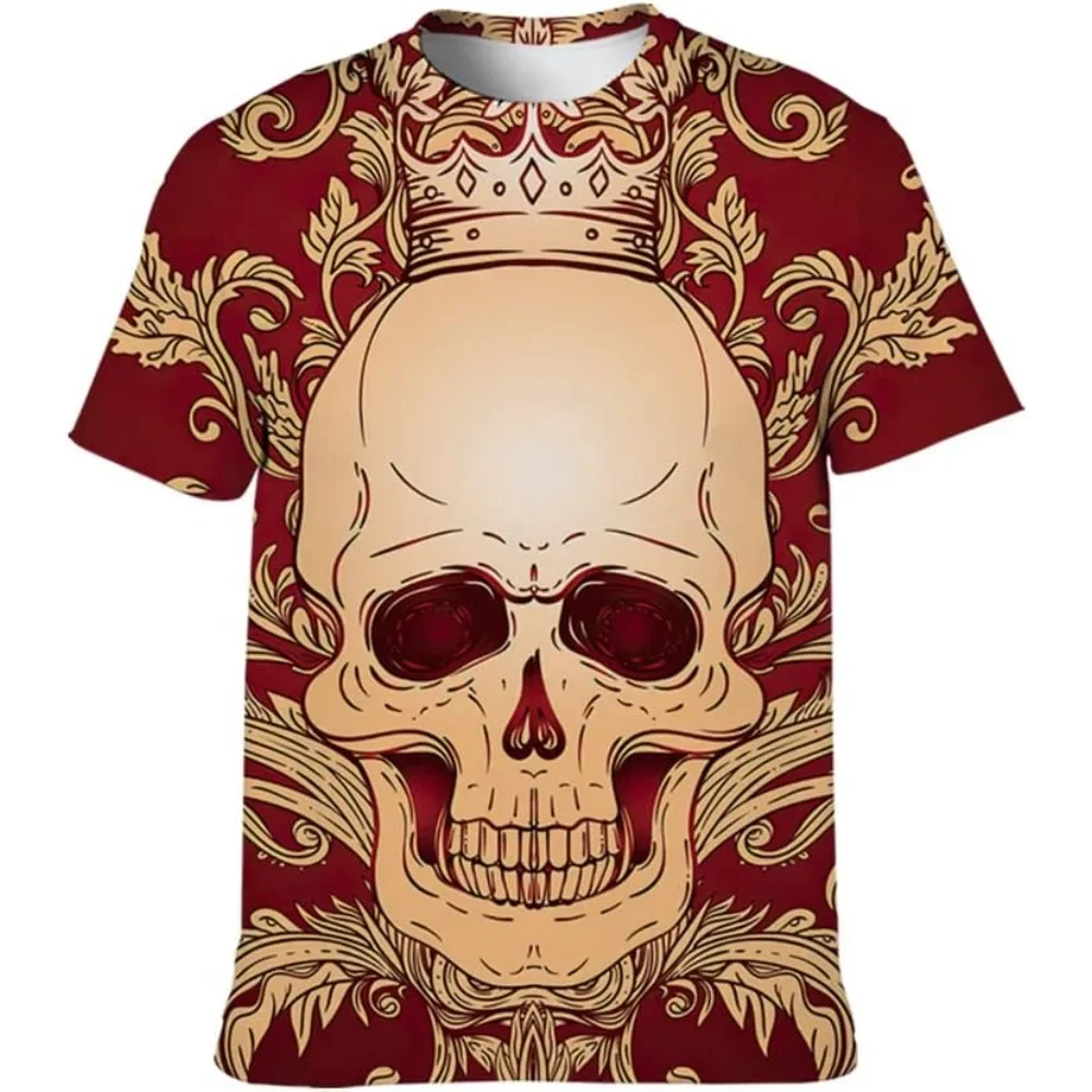 

2025 Unisex Summer 3D Printing Skull Graphic Short-Sleeved T-Shirts Men's Women's Outdoor Sports Quick-drying Tees Tops