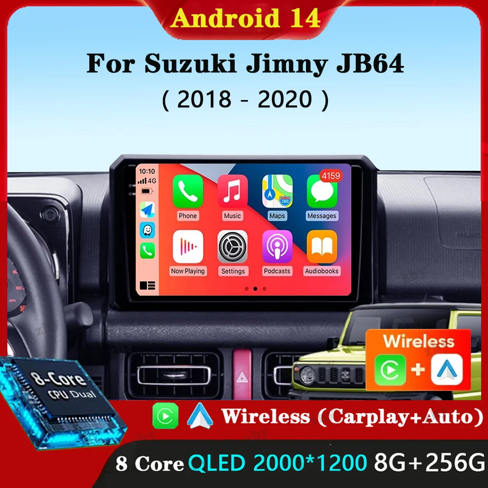 Android 14 Carplay Car Radio For Suzuki Jimny 2018 2019 2020 Navigation GPS Multimedia Player stereo BT DSP wifi+4G Auto 2 DIN