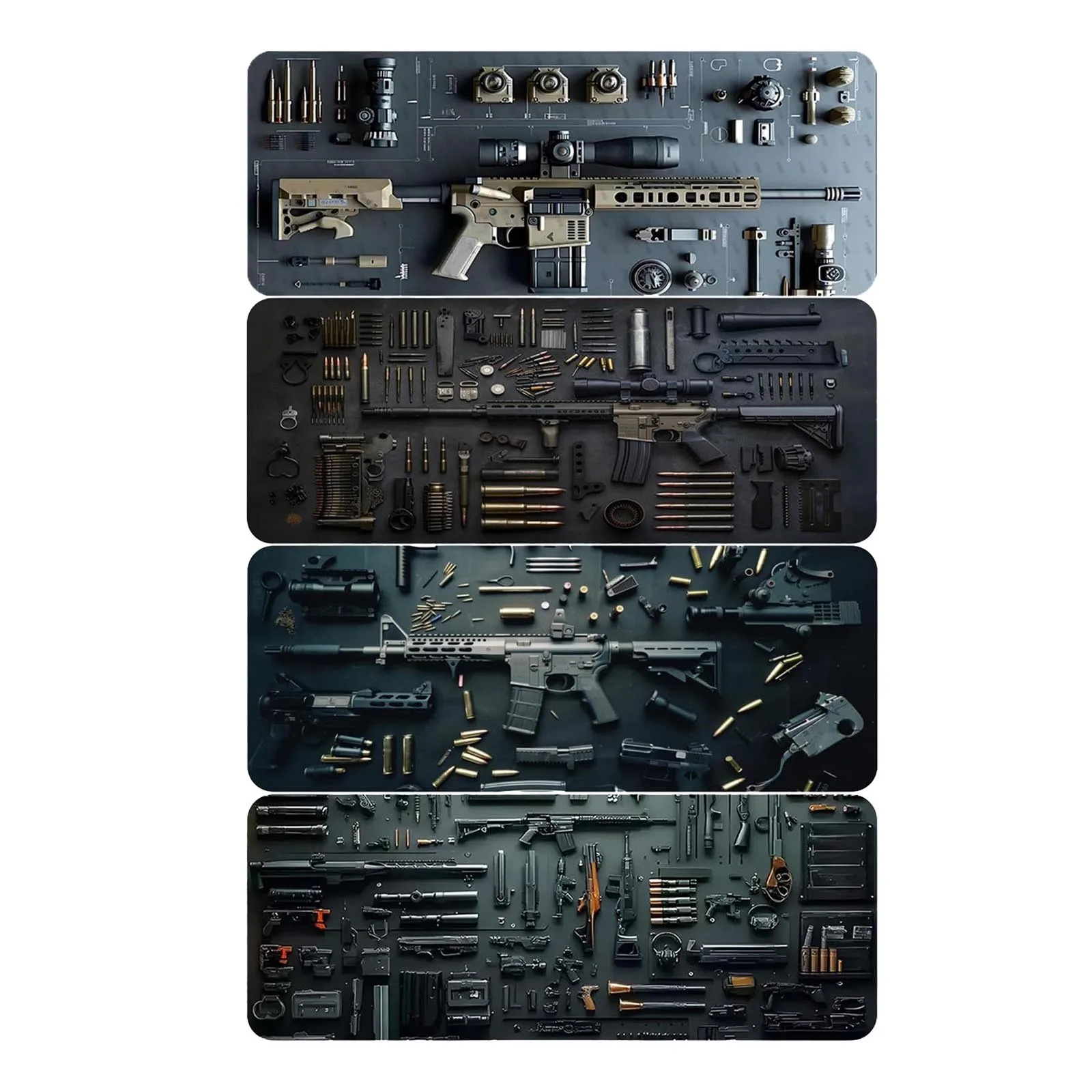 Gun Mouse Theme Computer-Tastatur-Pad, supergroßes Slip-Lock-Rand, Computer-Tastatur-Pad, Esports-Zubehör, Geschenk für Freunde