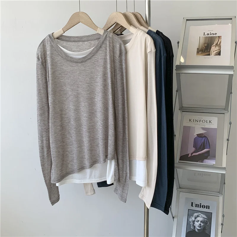 

Special Thin Long Sleeve Yoga Dancewear Top Women's Practice Suit Two-Piece Set round Neck Korean Style Spring Fashion