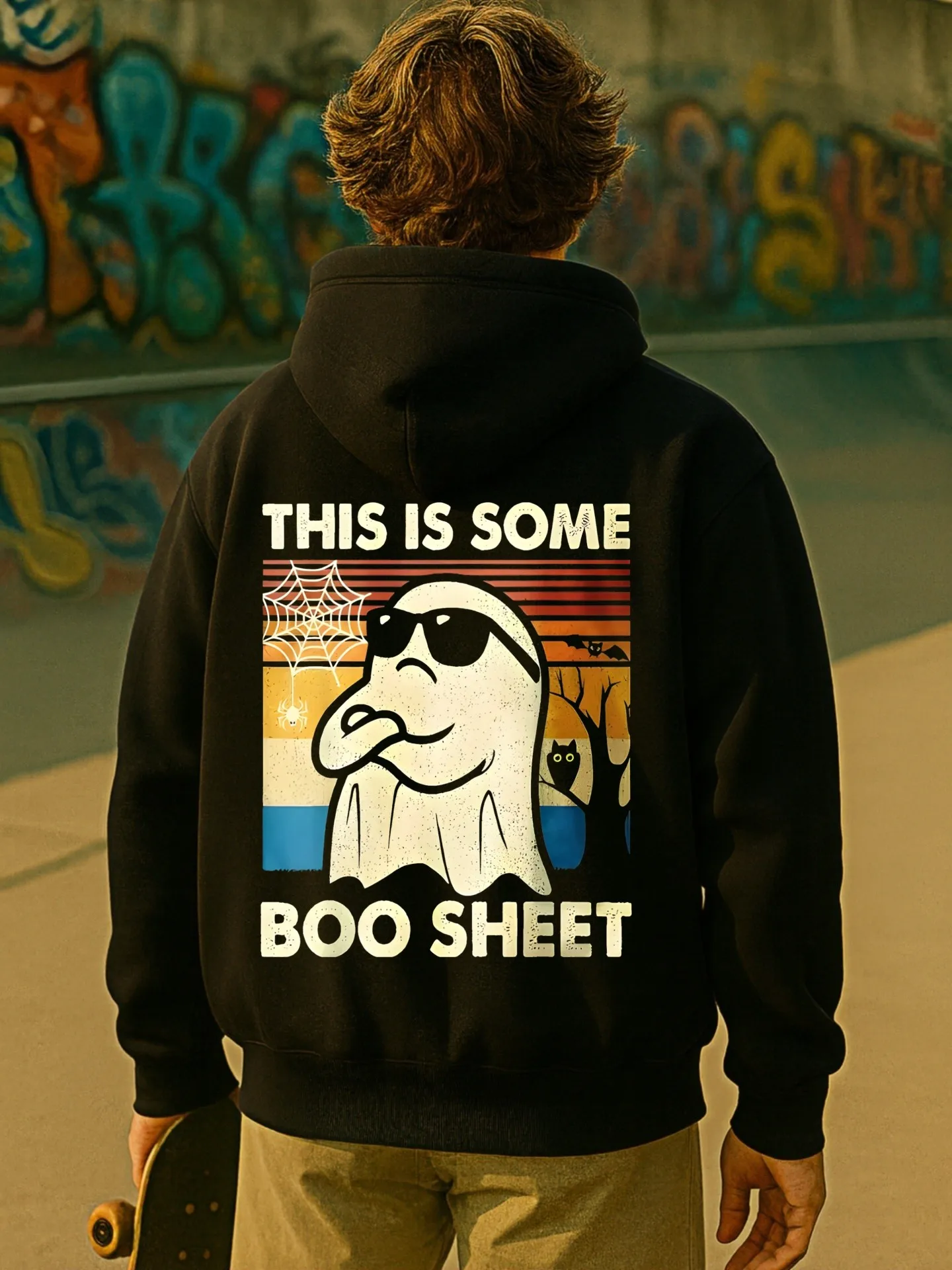 هوديي برسومات جرافيك للرجال، طباعة كرتونية، نمط كاجوال، مبطن بالصوف، للرجال، للارتداء اليومي #2