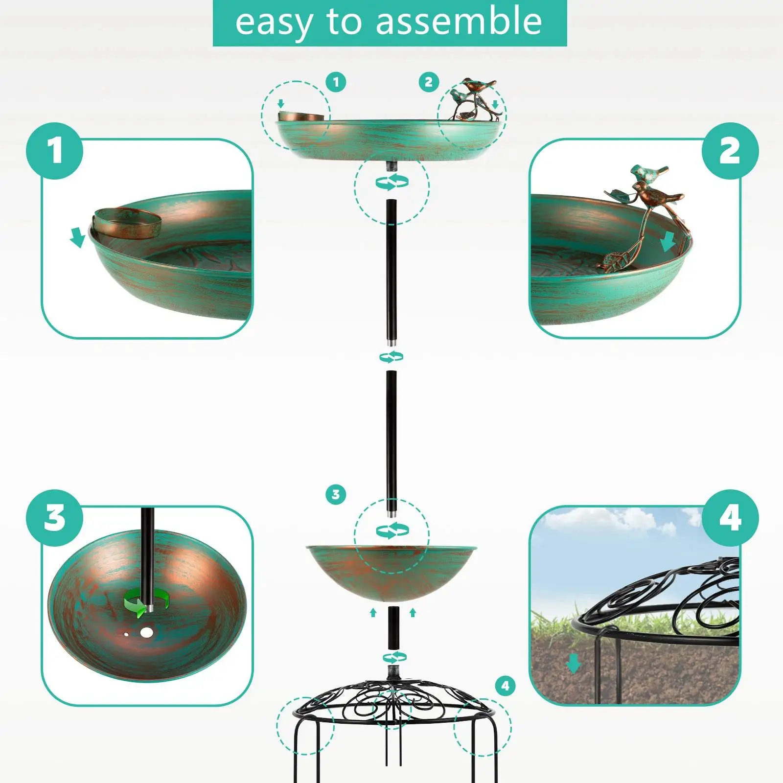 وحدة تغذية الطيور الطنانة في الهواء الطلق، معدنية شديدة التحمل ومتعددة الوظائف