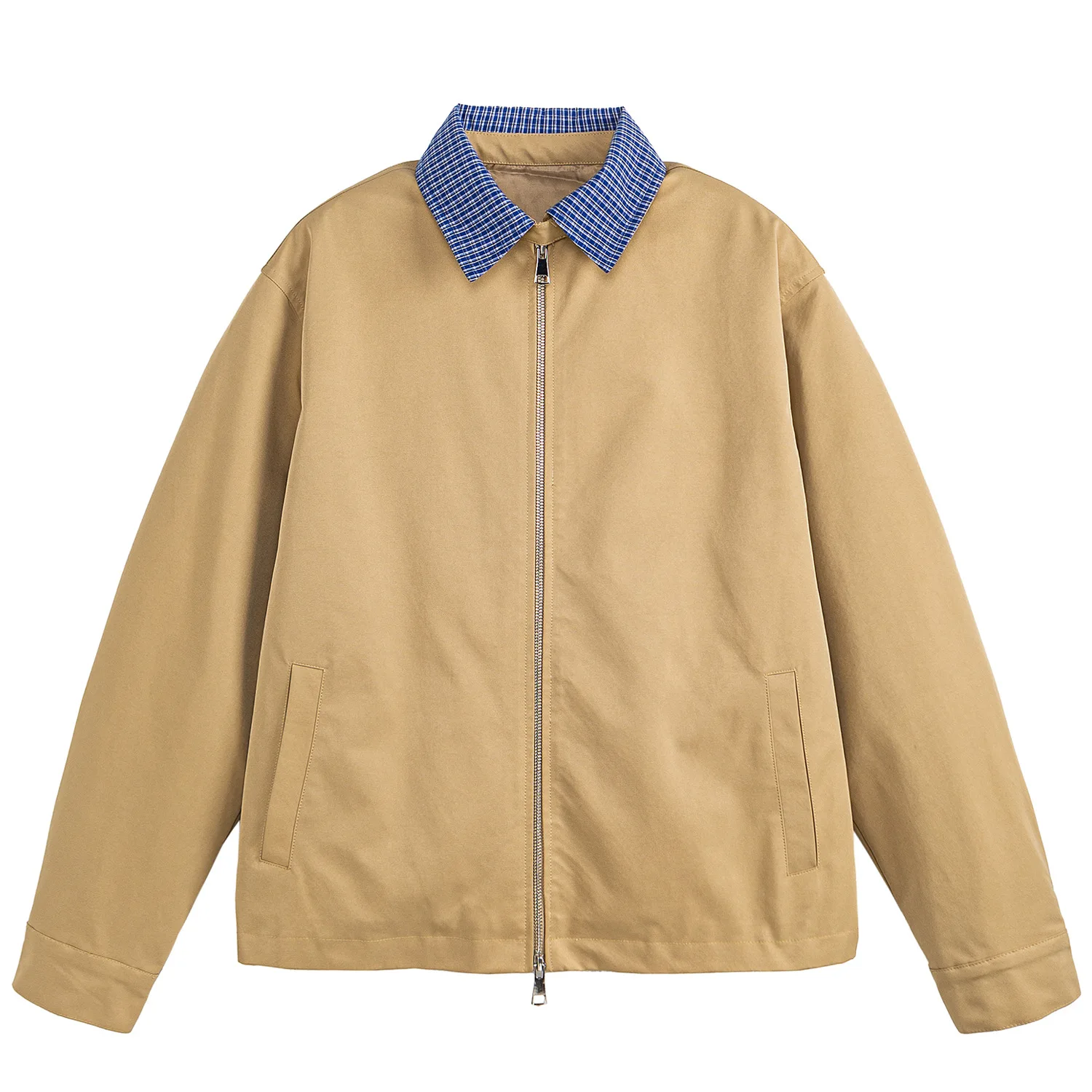 

AMEKAJI American Retro Cleanfit Cropped Plaid Patchwork Jacket Unisex Oversized Loose Casual Workwear Harrington