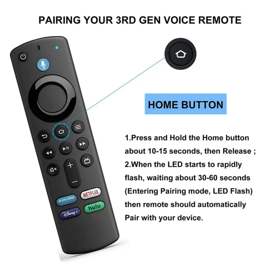 L5B83G Voice Remote Control for AMZ Fire TV Stick (2nd Gen, 3rd Gen, Lite, 4K, 4K Max), Fire TV Cube, for Smart TVs (3rd Gen)