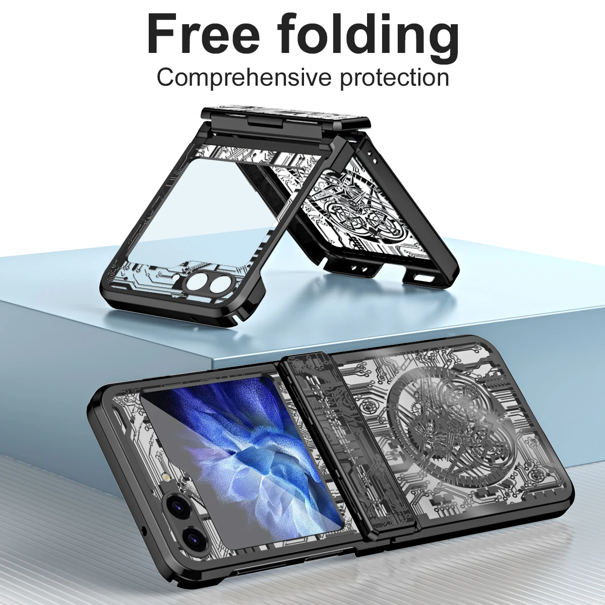 Mechanical Stylish Luxurious Texture Electroplated Craftsmanship Full Hinge Protection Case for Samsung Z Flip 7 Fe 6 5 4 3