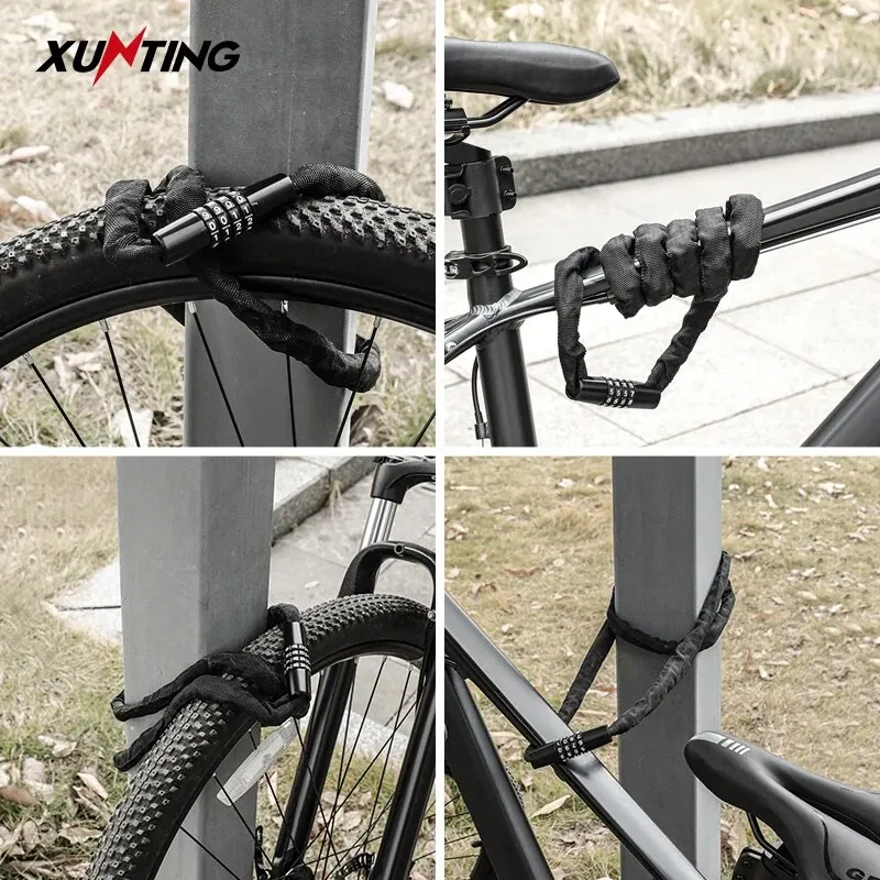 Xunting Bike Lock 4 Digit Code Combination Security Lock 77cm for Bicycle Equipment MTB Anti-theft Lock Mount Bike Accessories