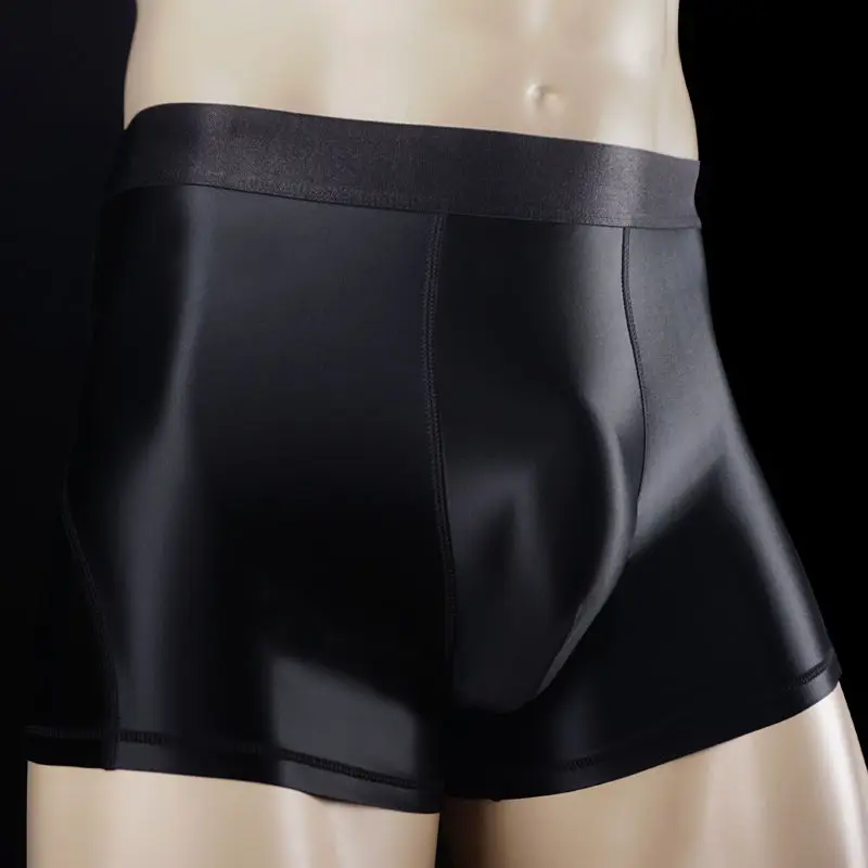 Sexy Glossy Satin Elastic Underwear, Shorts Esportivos para Homens, Cuecas Apertadas, Shorts para Homens