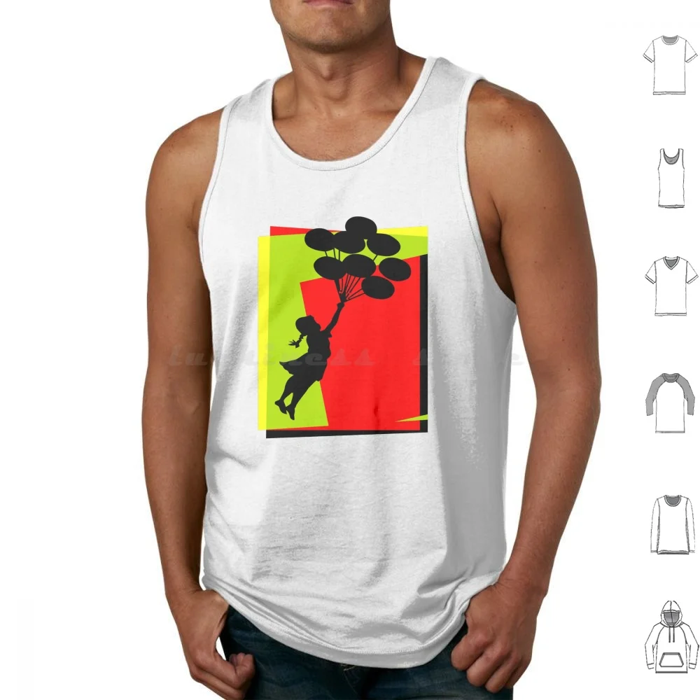 Banksy Ballon Girl Tank Tops Vest Sleeveless Grafitti Distressed Spray Funny Graphic Graffiti Tumblr Stencil Aesthetic