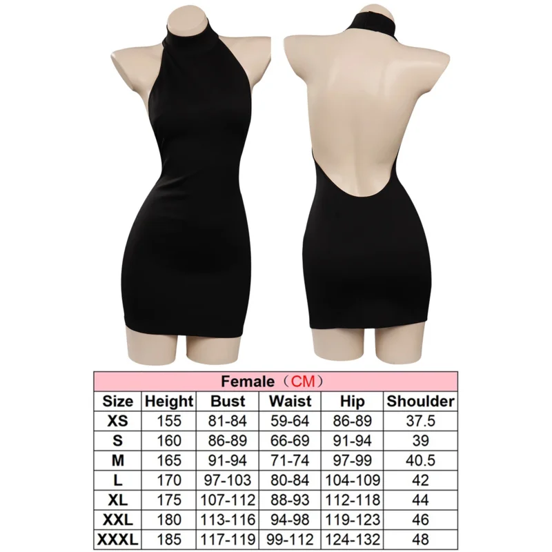 RT01 Vermeil Cosplay Sexy Dress Women Costume Anime Vermeil In Gold Roleplay Fantasia Black Halter Neck Backless Bodycon Min*Jk2