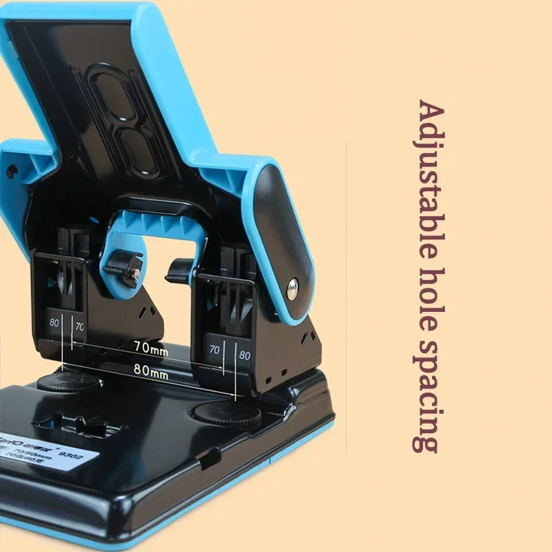 9302 Hole Puncher Document Stapler 220V Manual Office Stationery Stapler Adjustable 2-Hole Loose-Leaf Paper Eye Punching Machine