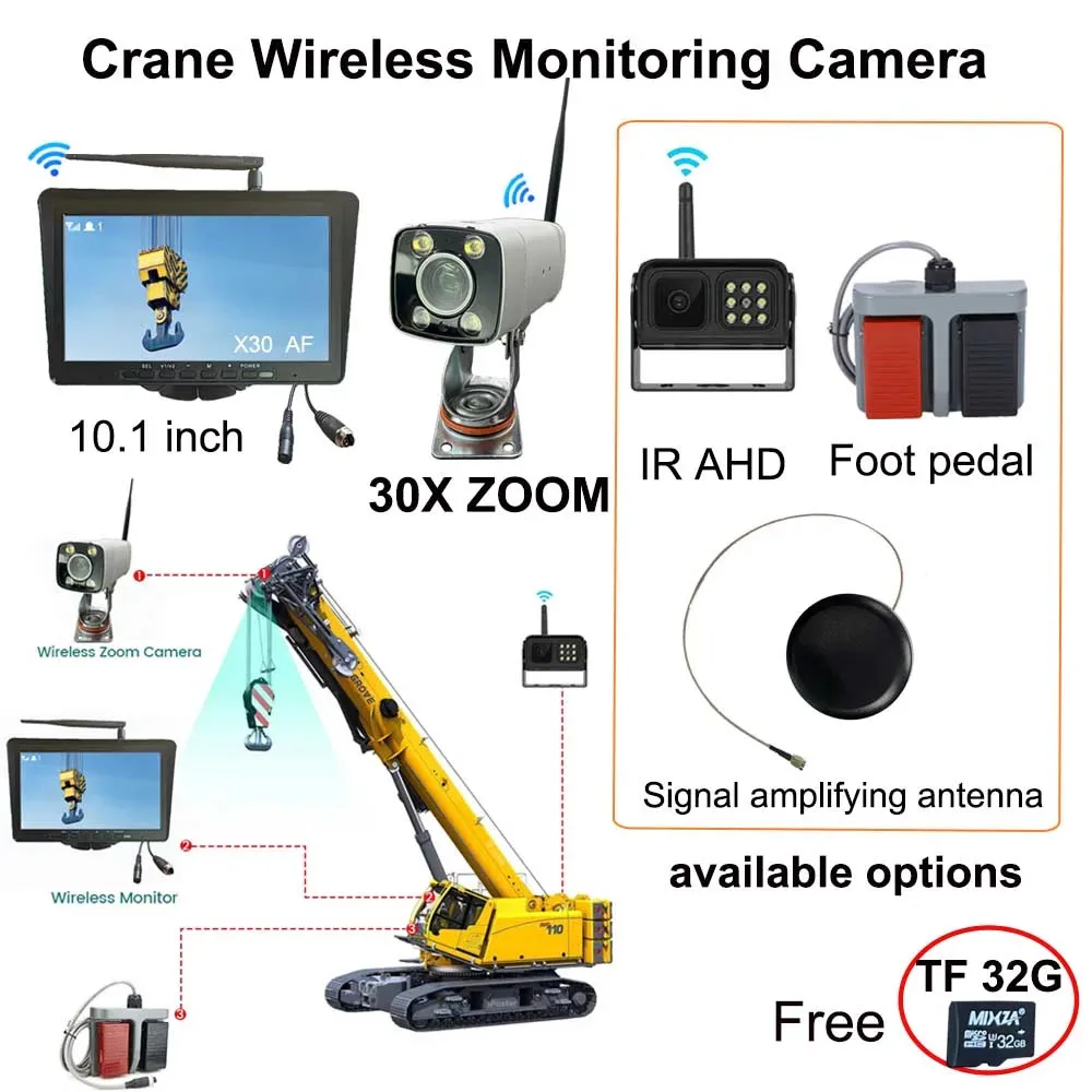 Crane Wireless High-Altitude Tower Zoom Amplification Monitoring Camera Supports Receiver Key Control Zoom High-Definition Large