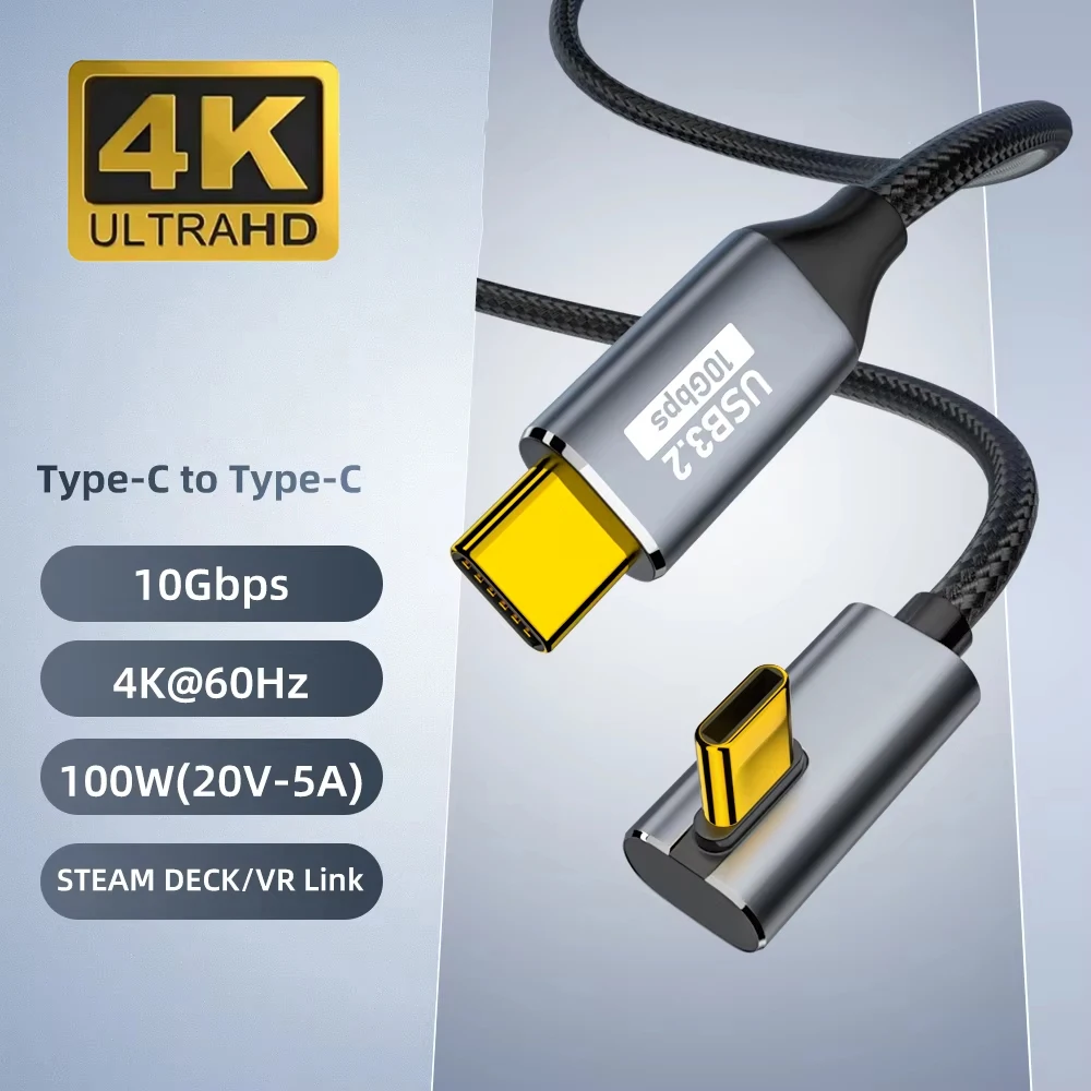 100W PD 5A USB3.1 Gen2 Type C Extension Cable 10Gbps High Speed Data Transfer 4K 60Hz Video Display Male to Female Charging Cord