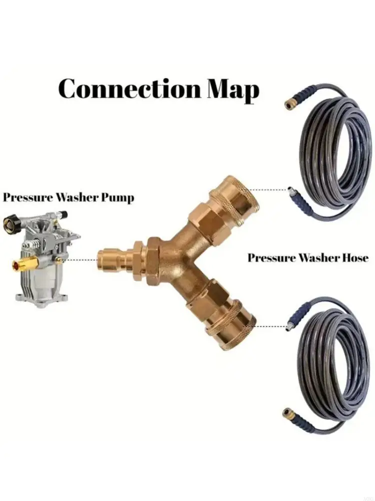 

A0KE High Pressure Cleaning Machine Washer Triple 3/8inch Adapter Splitter Coupler Quick Connector Power Washer Splitter