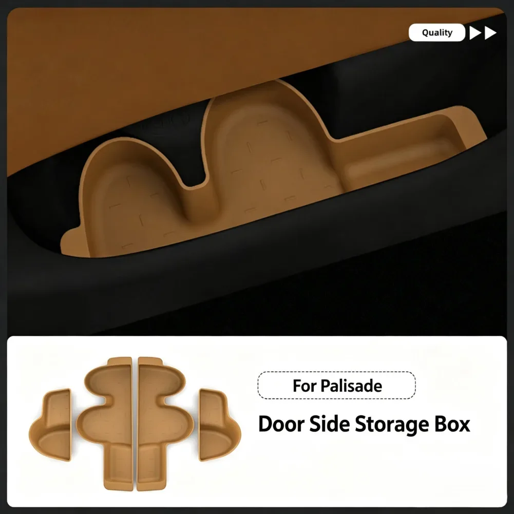 2026 For Palisade Door Side Storage Compartment TPE Waterproof Noise Reduction Dual Cup Holders Car Interior Storage Case