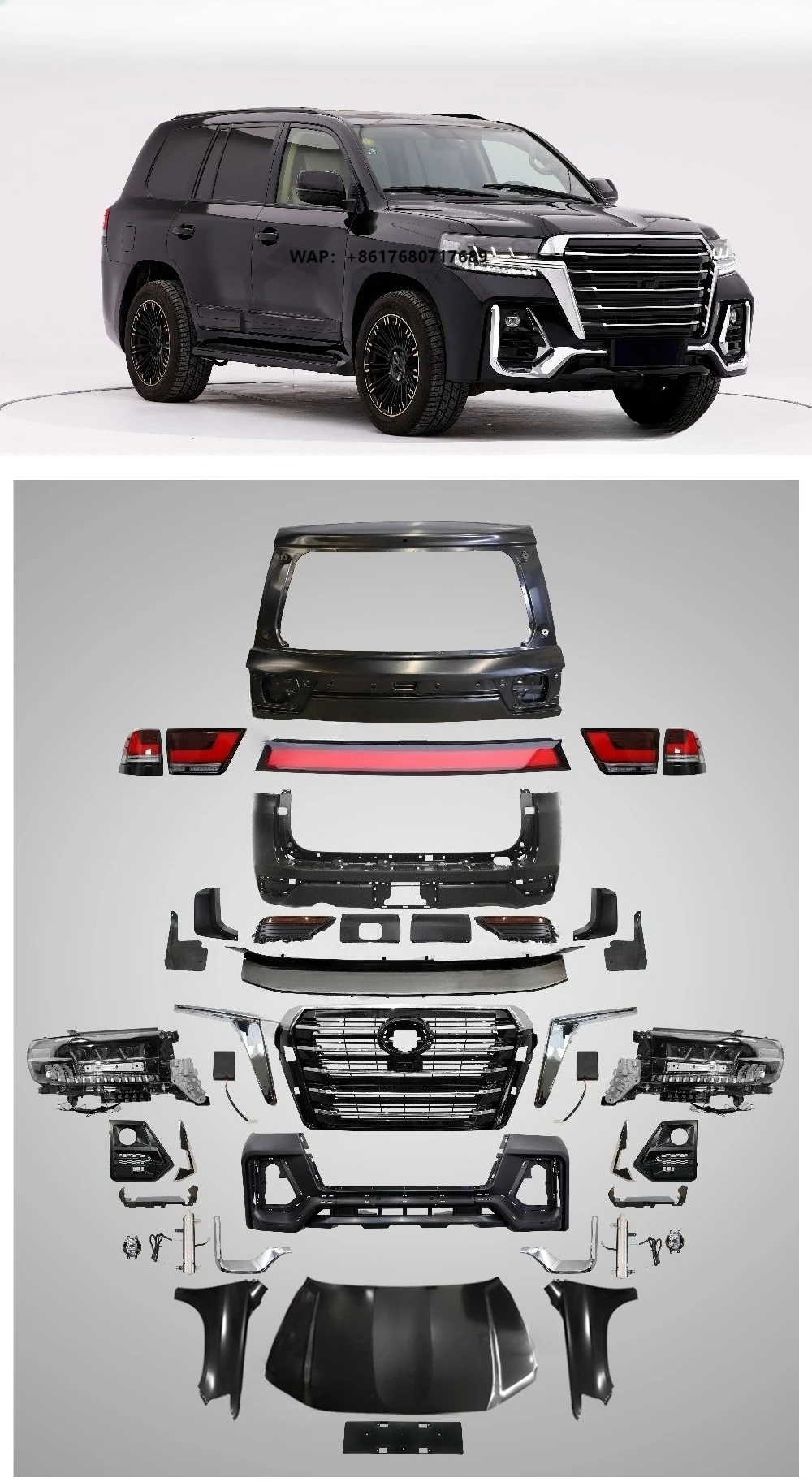2022 Volcano Edition Luxury Body Upgrade Suit Plastic Facelift Kit with Bumper for Land Cruiser LC200 2008-2021
