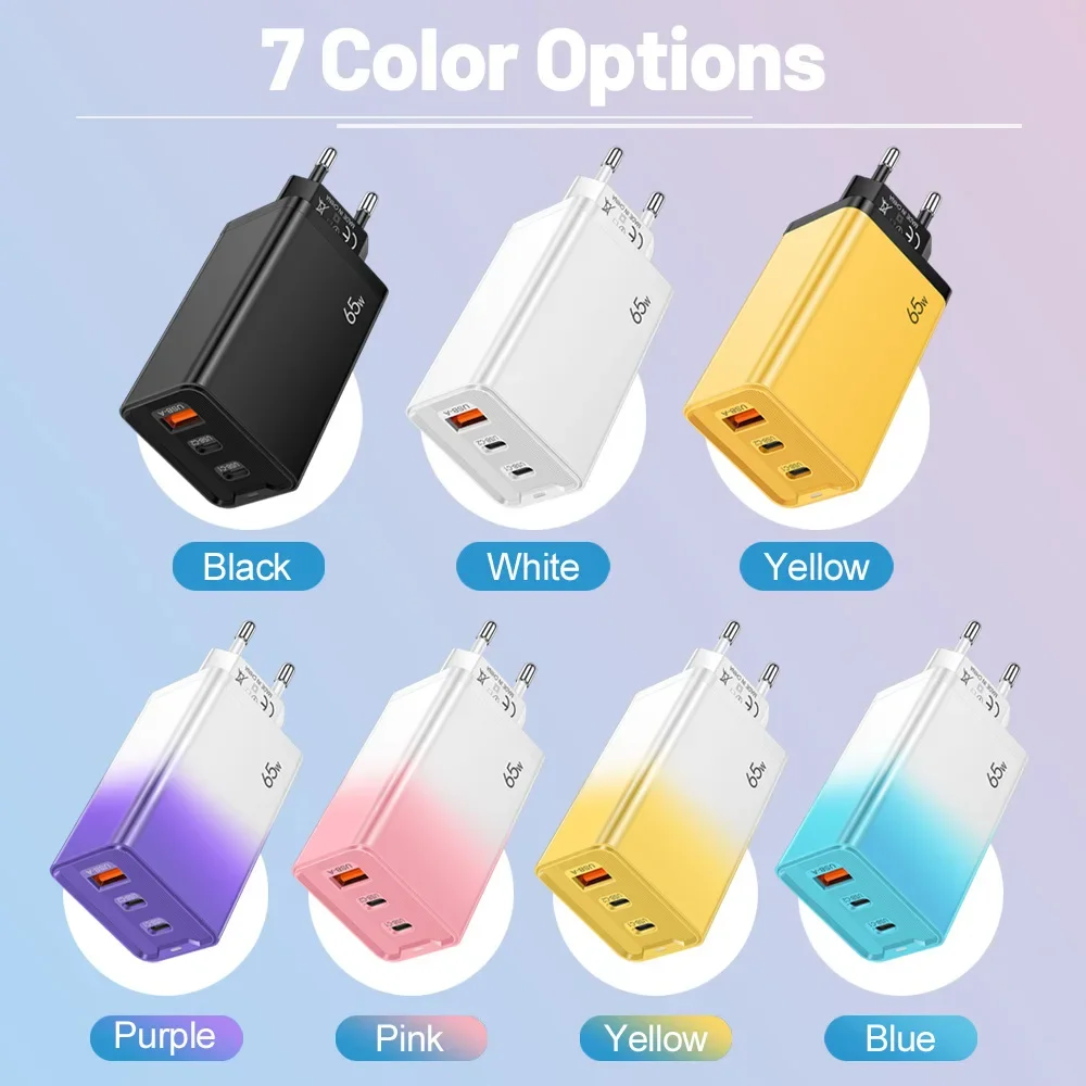65W Fast Charger USB Type C Quick Mobile Phone Charger 3 Ports Charger Adapter For iPhone 16 Pro Samsung EU/US/UK Plug 2025