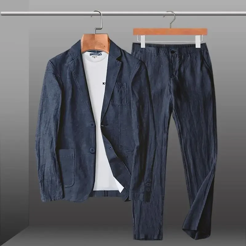Autumn Winter New High-end Two-piece Men's Fashionable Business Long-sleeved Suit Loose Casual Pants Suit