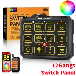12 Gangs RGB LED Switch Panel Universal Bluetooth APP Control  Relays System Slim Electronic Power On-Off Relay System