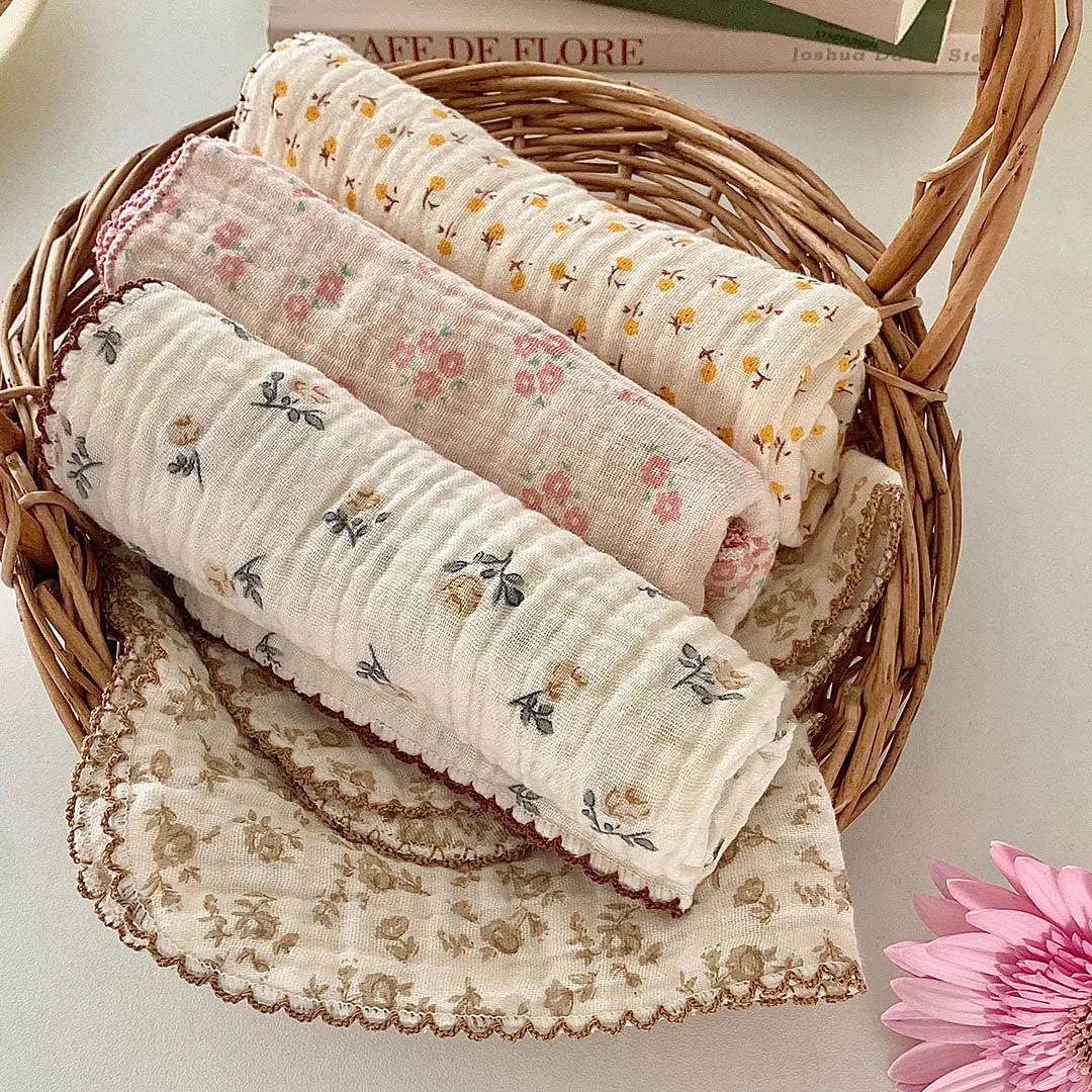 Korean Cute Style Pure Cotton Meal Mat And Cup Mat Manual Sewing Small Tablecloth Floral Pattern Restaurant Desktop Decoration