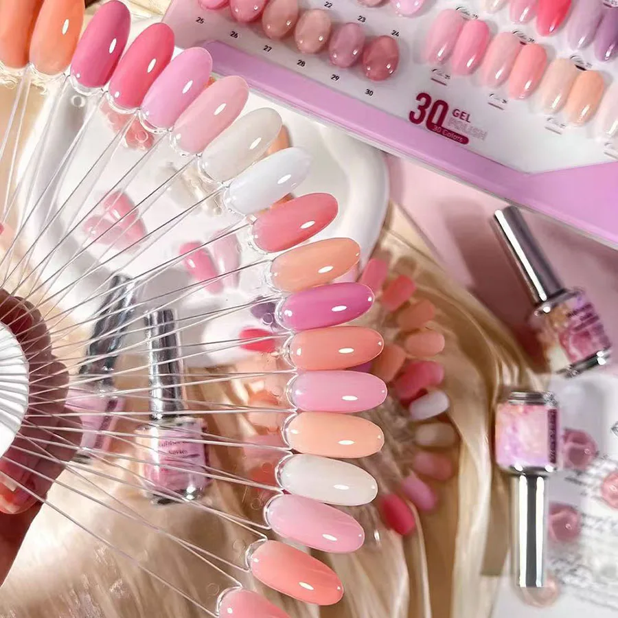Doppelschichtiges Nagellack-Gel-Farbkarte mit 50 Spitzen, ovale, fächerförmige Übungsfarbe mit innerer und äußerer Malerei für die Nagelkunst-Display – Detail 3