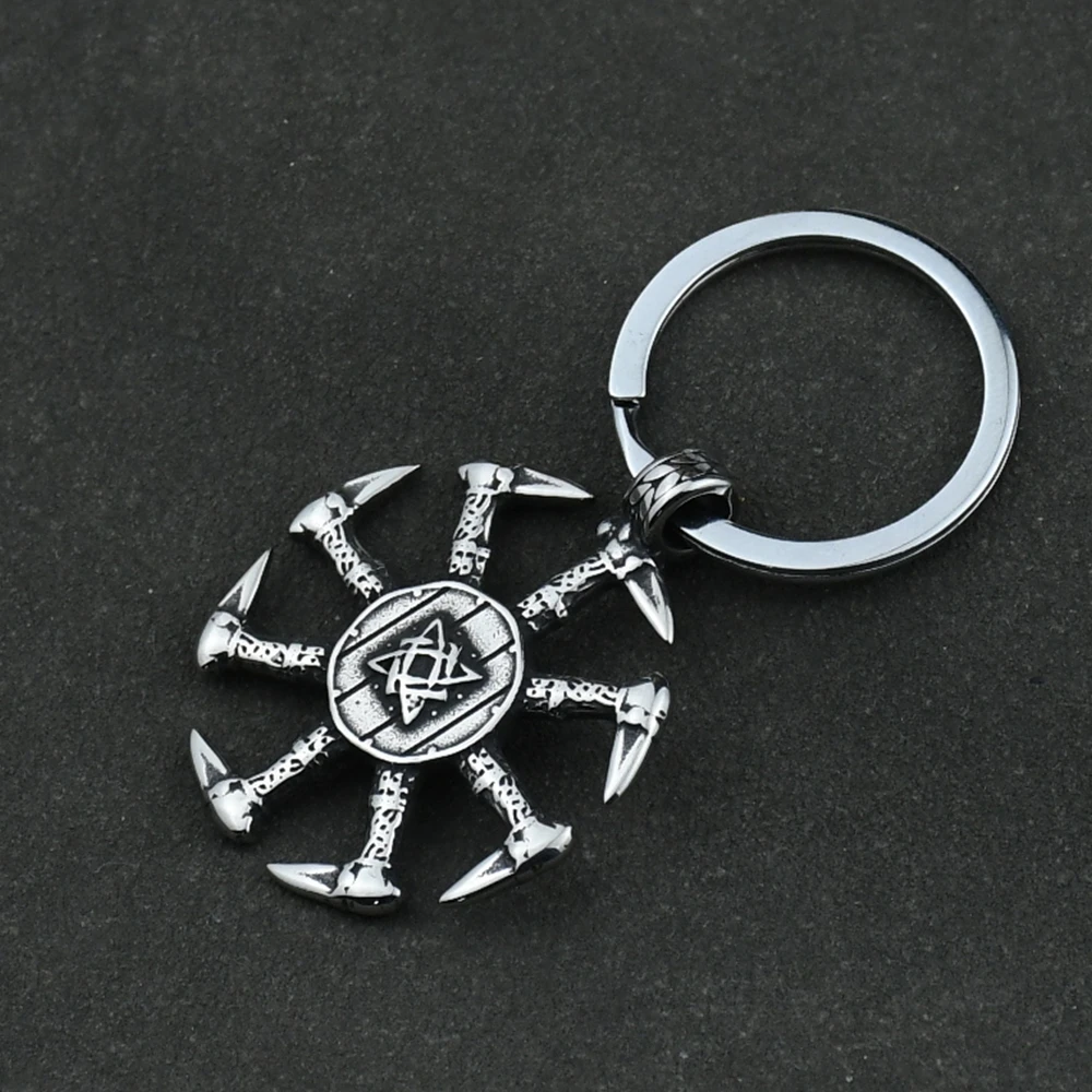 Viking Kolovrat Knot Keychain Nordic Talisman Runes Pendant Slavic Scandinavian Jewelry Men Punk Amulet Gift Dropshipping