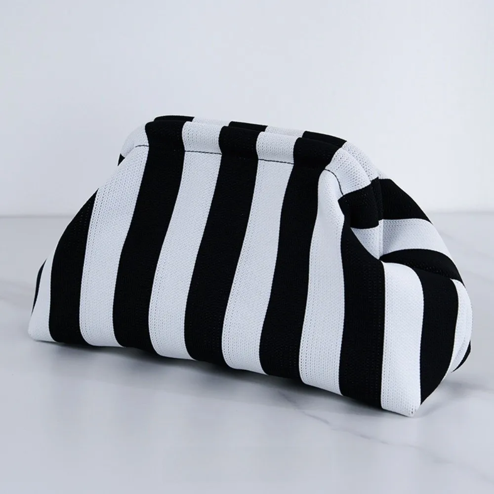 Elegant Woven Crochet Purses Colorblock Design Large Capacity Beach Clutch Handbags Striped Pattern Woven Texture