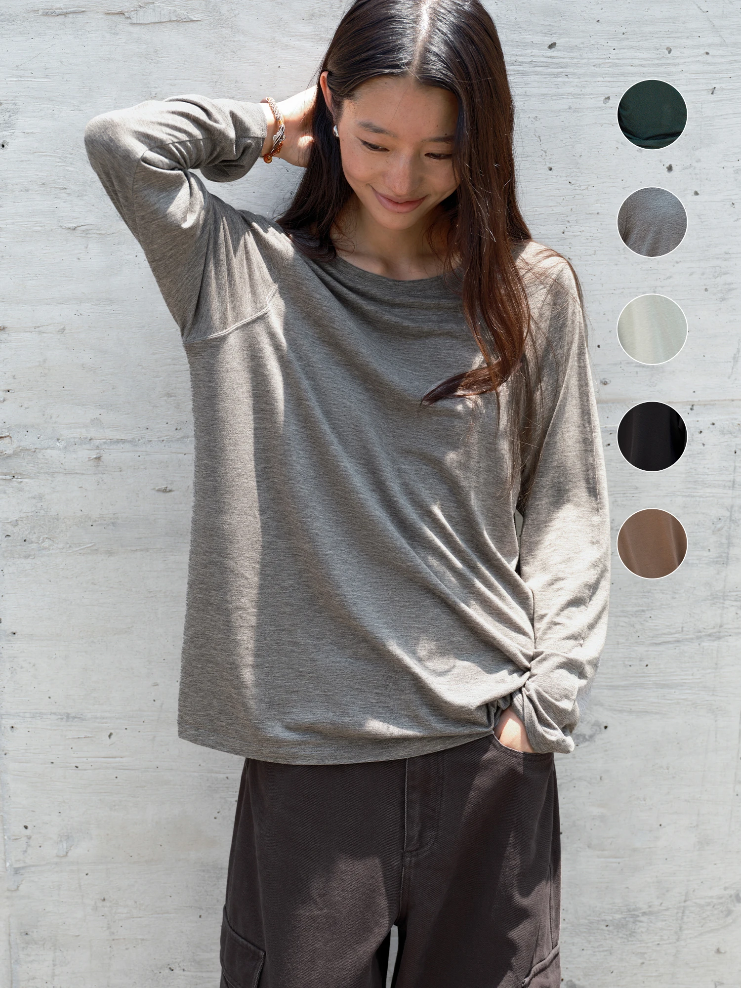 

Удобная шерстяная шелковая футболка с свободными плечами, длинные све-хавераце, ресторанные женские повседневные топы с воздушным облаком