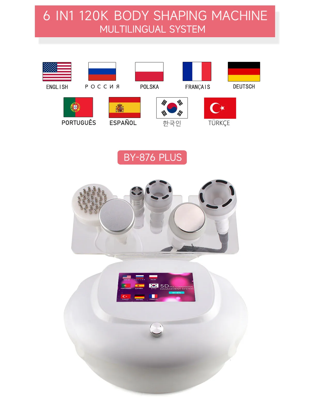 120K Cavitation Machine Vacuum Body Sculpting Facial Lifting Cellulite Vibrating Massage with Heating Beauty Device