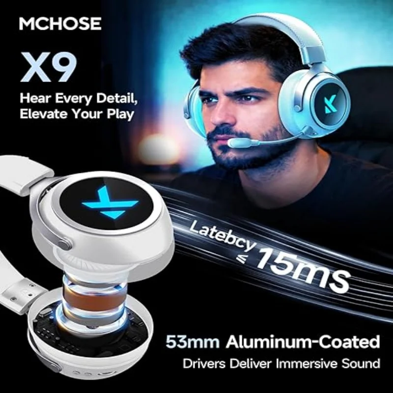 MCHOSE X9 Kabelloses Kopfhörer-Headset Bluetooth 7.1 Surround Sound Geräuschunterdrückung 2,4G Drei-Modus-E-Sport-Headset mit Geräuschreduzierung
