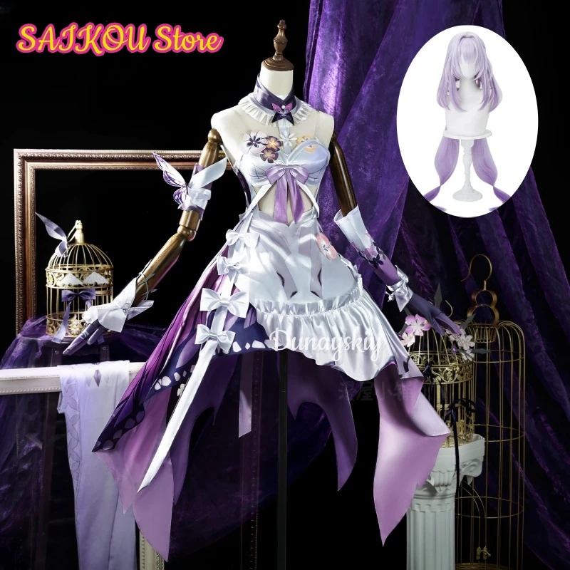 Castorice cosplay traje peruca honkai estrela ferroviário vestido headwear borboleta flor adereços festa para mulheres menina masculino carnaval dia das bruxas