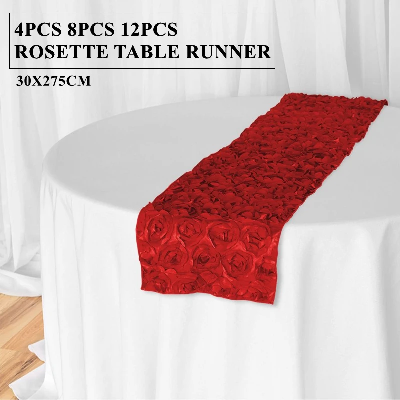 Satin Rosette Table Runner Banquet Tablecloth Runners For Wedding Event Christmas Decoration