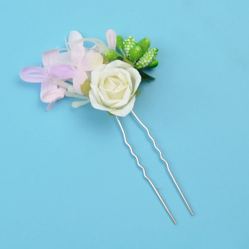 

4pcs U shaped Flower Hairpin Wedding Bridal Women Floral Beautiful Durable Decorative Accessories Hair Styling Tool